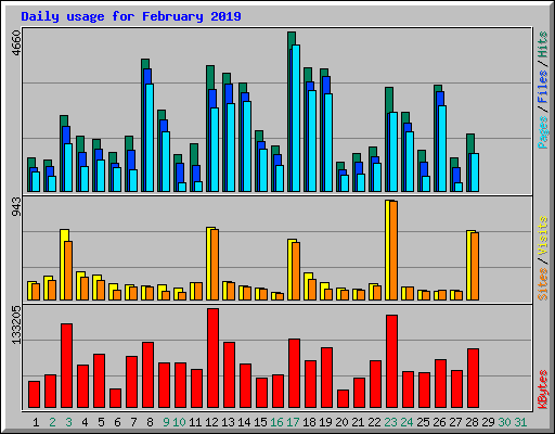 Daily usage for February 2019
