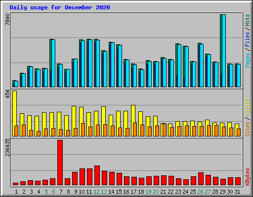 Daily usage for December 2020