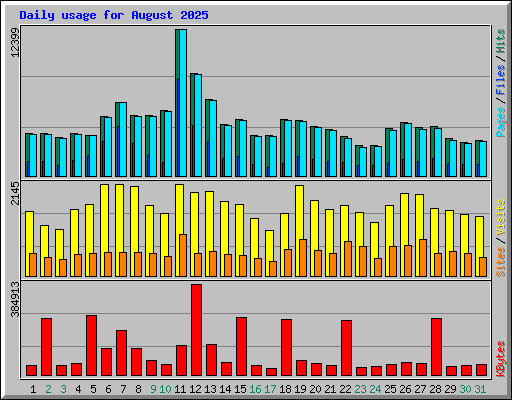 Daily usage for August 2025